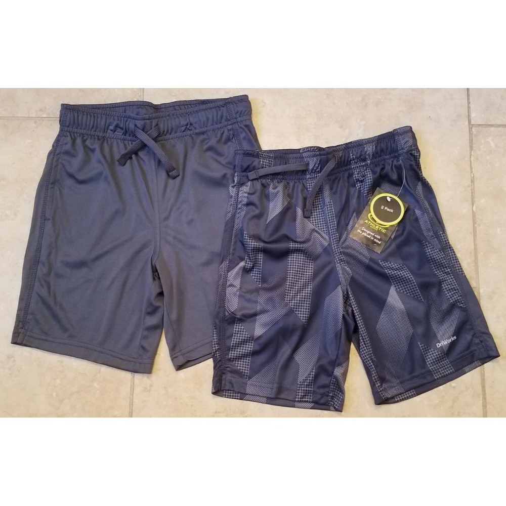 2-Athletic Works‎ Youth Boys Performance Shorts w/Pockets Gray sz M (8) NEW
